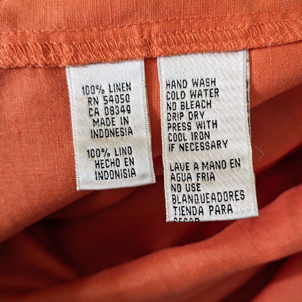 Evan- Picone Size L Orange 100% Linen Button Fron… - image 7